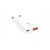Swissten GaN Netzadapter USB-C + USB-A 30W - Schnellladegerät mit Power Delivery - Weiß
