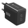 Forcell F-Energy GaN III Ladegerät - 2x USB-C 60W - mit USB-C auf USB-C Kabel - Schwarz