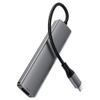Acefast 6-in-1 Adapter (J18) - USB-C naar 2x USB 3.0, USB-C PD 90W, HDMI 4K, SD/TF Kaartlezer - Plug & Play - Grijs