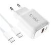 Tech-Protect NCA20 2-portni mrežni punjač PD 20W / QC3.0 + USB-C kabel, bijeli