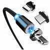 JP kabel 3v1 s magnetickými koncovkami USB - USB-C / Lightning, Micro-USB, 1 m, černý