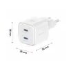 Swissten GaN 2x USB-C Power Delivery 20 W, fehér