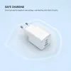 FIXED Mini GaN hálózati töltő, 2x USB-C + USB, PD 65W, fehér