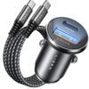 Lisen Φορτιστής Αυτοκινήτου USB-A + USB-C με καλώδιο USB-C, 12V–24V, μαύρο