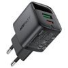 Acefast Oplader met Display (A114) - GaN - USB & USB-C - PD 25W - 5V/3A - Zwart