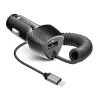 Forcell Carbon Carbon USB QC 3.0 18W încărcător auto cu cablu Lightning, PD20W CC50-1AL, negru
