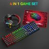 T-WOLF TF810 RGB Gaming Set 4in1 - Gaming Tastatur + Maus + Headset + Mauspad - Komplettes Gaming Setup
