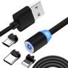 JP kabel 3v1 s magnetickými koncovkami USB - USB-C / Lightning, Micro-USB, 1 m, černý