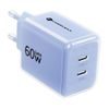 Forcell F-Energy GaN III Ladegerät mit 2x USB-C 60 W + USB-C auf USB-C Kabel - Blau