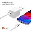 FIXED Mini GaN hálózati töltő, USB-C, PD 65W USB-C - USB-C kábellel, 2 m, fehér