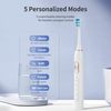 Ηλεκτρική οδοντόβουρτσα Sonic με σετ 8 κεφαλών, 42.000 δονήσεις/λεπτό, 5 λειτουργίες, λευκή