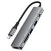 Acefast 6-in-1 Adapter (J18) - USB-C naar 2x USB 3.0, USB-C PD 90W, HDMI 4K, SD/TF Kaartlezer - Plug & Play - Grijs