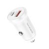 Borofone BZ18A auto adapter - USB + USB-C - PD 20W QC 3.0 18W, bijeli