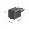 Swissten Síťový adaptér GaN 2x USB-C Power Delivery 20 W, černý