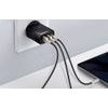 Baseus kompakt gyorstöltő, 2x USB, USB-C, PD, 3A, 30W, fekete