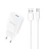 Dudao A4EU USB φορτιστής 2,1A + καλώδιο USB - USB-C, λευκό