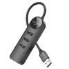 Borofone DH5 Erudite adapter 4in1, USB 4x USB 2.0-ra, 1,2 m, fekete, 1,2 m, fekete