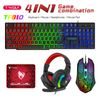 T-WOLF TF810 RGB Gaming Set 4in1 - Gaming Tastatur + Maus + Headset + Mauspad - Komplettes Gaming Setup