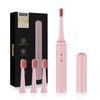 Sonický elektrický zubný kartáčik so sadou 4 hlavíc a cestovným puzdrom, 5 režimov, 30 000 vibrácií/min, ružový