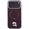 Karl Lagerfeld Leather Ring Stand 360 KC Pin MagSafe ümbris iPhone 17 Pro Max / 18 Pro Max – veininpunane