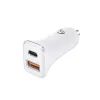 Forcell adaptér do auta, USB 3.0 + USB-C Quick Charging + Power Delivery PD20W, 4A, CC-QCPD01, biely