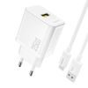 Dudao A27STEU polnilnik USB-A + kabel USB-A - USB-C, 25W GaN, bela