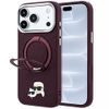 Karl Lagerfeld Leather Ring Stand 360 KC Pin MagSafe ümbris iPhone 17 Pro / 18 Pro – veininpunane