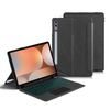 JP Magnetno etui z odstranljivo Bluetooth tipkovnico, touchpadom, osvetlitvijo, vrtljivim stojalom in držalom za stylus, Samsung Galaxy Tab S10 FE+, črno