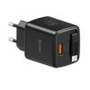 Swissten SlideCharge adapter sisseehitatud väljatõmmatava USB-C kaabliga GaN 30W 1x USB-A 18W – must
