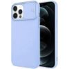 Husă Nexeri cu capac pentru cameră, iPhone 12 Pro, albastru deschis