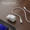 FIXED Mini hálózati töltő, USB-C, PD 20W USB-C - USB-C kábellel, 1,2 m, fehér