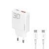 Dudao GaN Oplader 30W USB / USB-C + USB-C Kabel - A30EUT - Wit