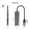 FIXED HUB Port alumínium USB-C elosztó, 4 port, USB-A adapterrel, űrszürke