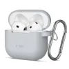 Tech-Protect Siliconen Hoesje voor Apple AirPods 4 / 5 - met Karabijnhaak - Grijs