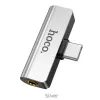 Hoco 2v1 audio adaptér USB-C na jack 3,5 mm + USB-C, strieborný (LS26)