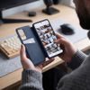 Tech-Protect Smart Wallet Schutzhülle für Samsung Galaxy S26 FE - Kartenfach und Smart Window - Blau