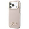 Karl Lagerfeld Grained Leather Resin Sign Logo MagSafe ümbris iPhone 17 Pro Max / 18 Pro Max – roosa