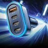 Lisen Nabíječka do auta s USB-C kabelem, USB, 3× USB-C, 101 W, 12 V–24 V, černá