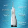 Bezprzewodowy irygator dentystyczny z zestawem końcówek, 4 tryby, zbiornik 300 ml, USB-C, biały