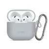 Tech-Protect Siliconen Hoesje voor Apple AirPods 4 / 5 - met Karabijnhaak - Grijs