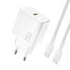 Dudao A27CEU polnilnik USB-C + kabel USB-C - USB-C, PD 25W GaN, bela