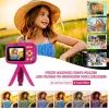 Digitálny detský fotoaparát s funkciou videokamery, so statívom, 1080P HD, režim selfie, ružová