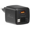 Swissten SlideCharge adapter s izvlačivim USB-C kabelom GaN 45W, 1x USB-A 18W, crni