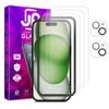 JP Mega Pack Tvrzených skel, 3 skla na telefon s aplikátorem + 2 skla na čočku, iPhone 15