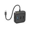 Hoco adapter HUB 5u1 USB-C na HDTV + USB3.0 + 2x USB2.0 + USB-C PD100W Multiport, 0,2 m, crni (HB36)