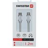Swissten datový kabel textil, USB-C / Lightning, 1,2m, stříbrný