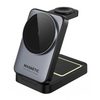3in1 Magnetisches Kabelloses Ladegerät Faltbar mit LED Nachtlicht - Effiziente Wireless Ladestation für Smartphone, Earbuds und Smartwatch - Grau