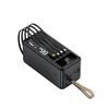 Power Bank 60.000 mAh, PD66W, 2.1A, 4 ενσωματωμένα καλώδια + LED φως, μαύρο