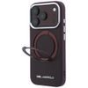 Karl Lagerfeld Leather Ring Stand 360 Saffiano MagSafe ümbris iPhone 17 Pro / 18 Pro – burgundia