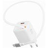 Swissten SlideCharge adapter s izvlačivim USB-C kabelom GaN 45W, 1x USB-A 18W, bijeli